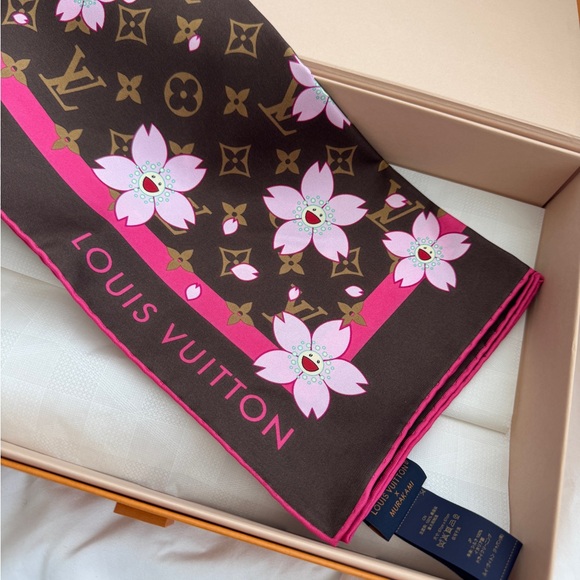 Louis Vuitton x Murakami Cherry Blossom Square 70 Scarf - Picture 1 of 2
